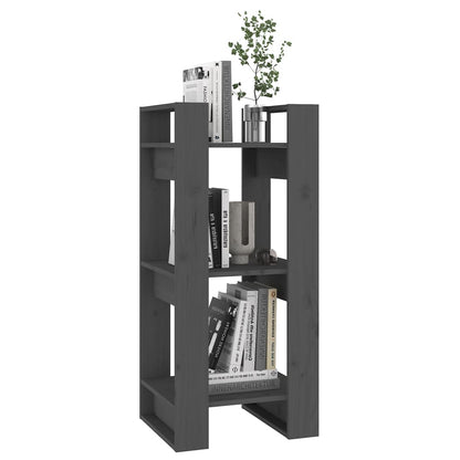 Boekenkast/kamerscherm 41x35x91 cm massief grenenhout grijs