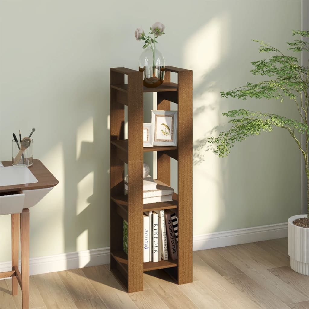 Boekenkast/kamerscherm 41x35x125 cm massief hout honingbruin