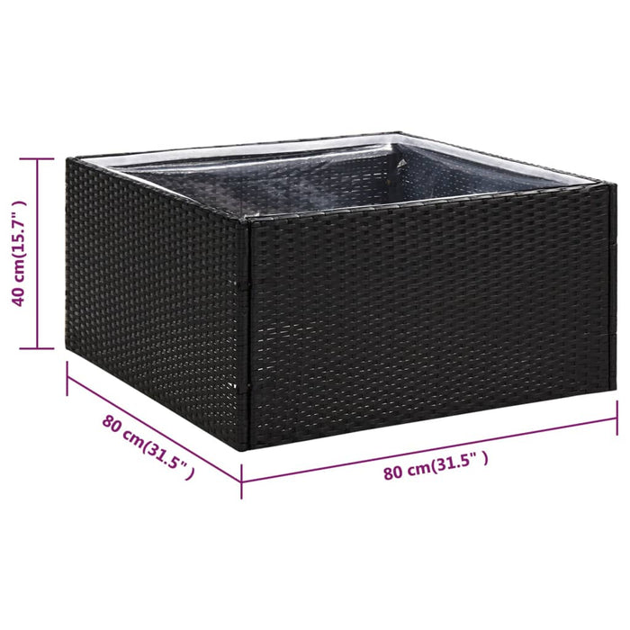 Plantenbak 80x80x40 cm poly rattan zwart