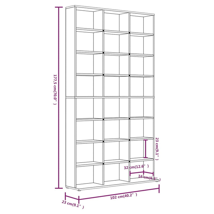 Cd-kast 102x23x177,5 cm bewerkt hout gerookt eikenkleurig