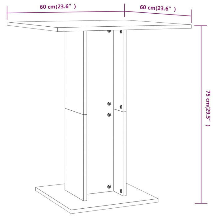 Bistrotafel 60x60x75 cm bewerkt hout gerookt eikenkleurig