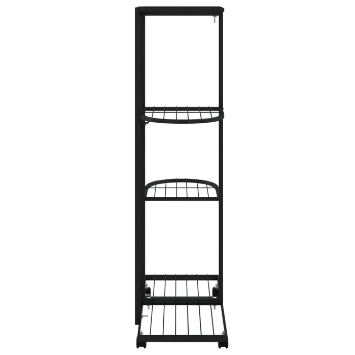 Bloemenstandaard met wielen 4-laags 44x23x80 cm ijzer zwart