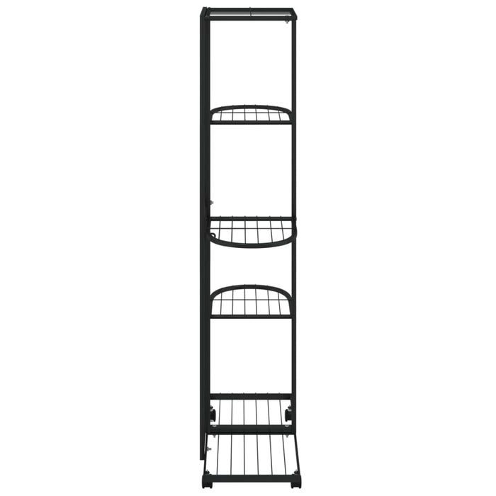 Bloemenstandaard met wielen 5-laags 44x23x100 cm ijzer zwart