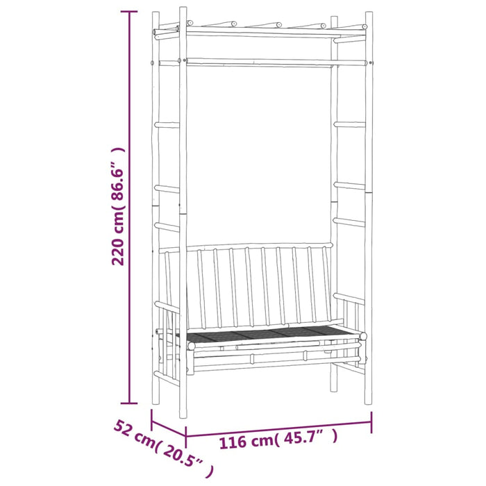 Tuinbank met pergola 116 cm bamboe