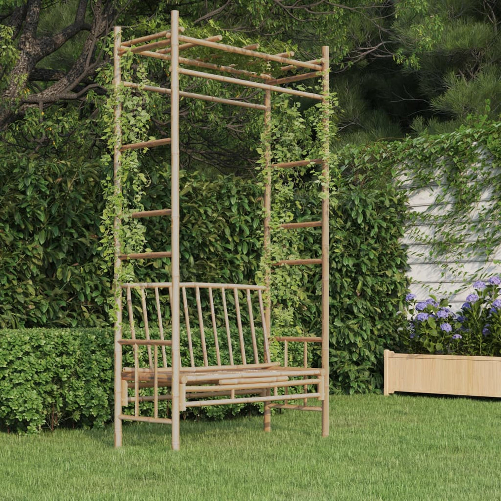 Tuinbank met pergola 116 cm bamboe