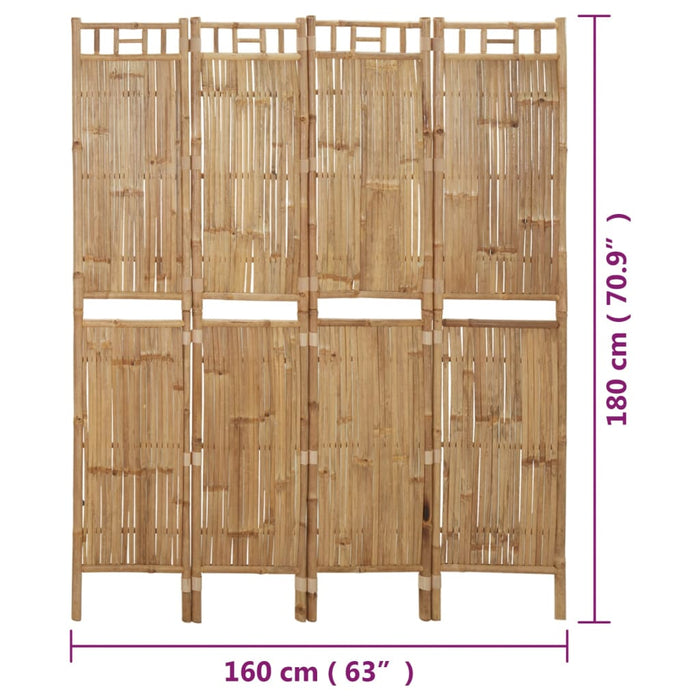 Kamerscherm met 4 panelen 160x180 cm bamboe