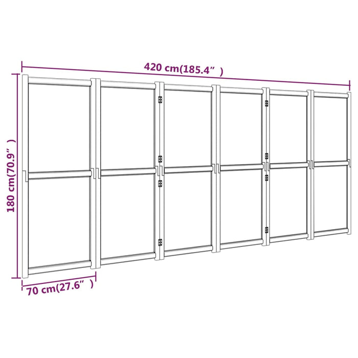 Kamerscherm met 6 panelen 420x180 cm zwart