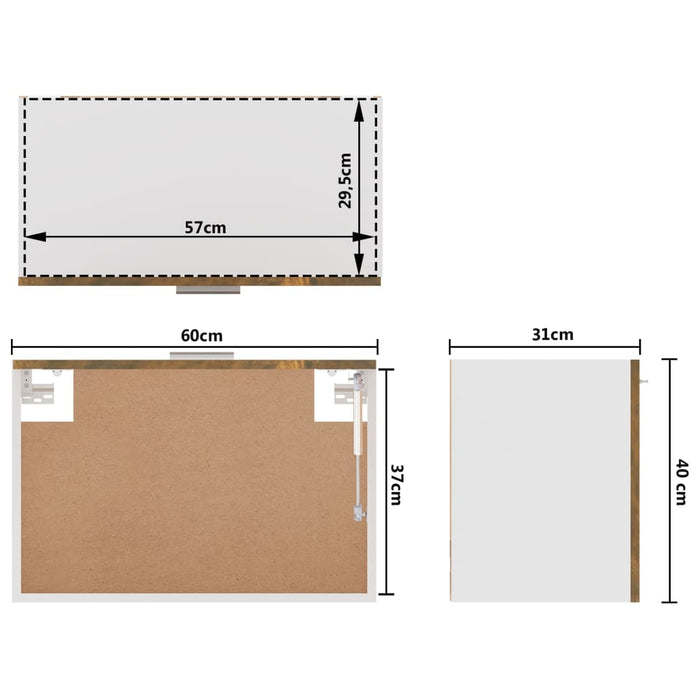 Wandkast hangend 60x31x40 cm bewerkt hout gerookt eikenkleurig