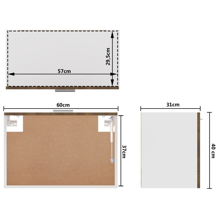 Wandkast hangend 60x31x40 cm bewerkt hout bruineikenkleurig