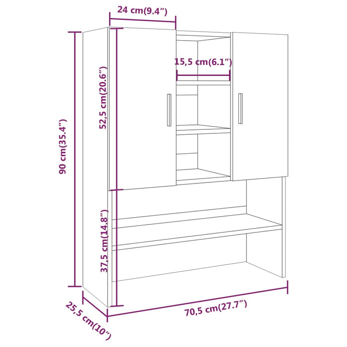 Wasmachinekast 70,5x25,5x90 cm gerookt eikenkleurig