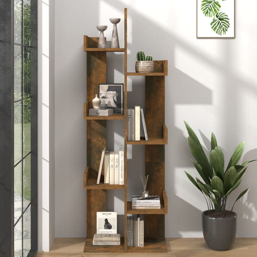 Boekenkast 48x25,5x140 cm bewerkt hout gerookt eikenkleurig