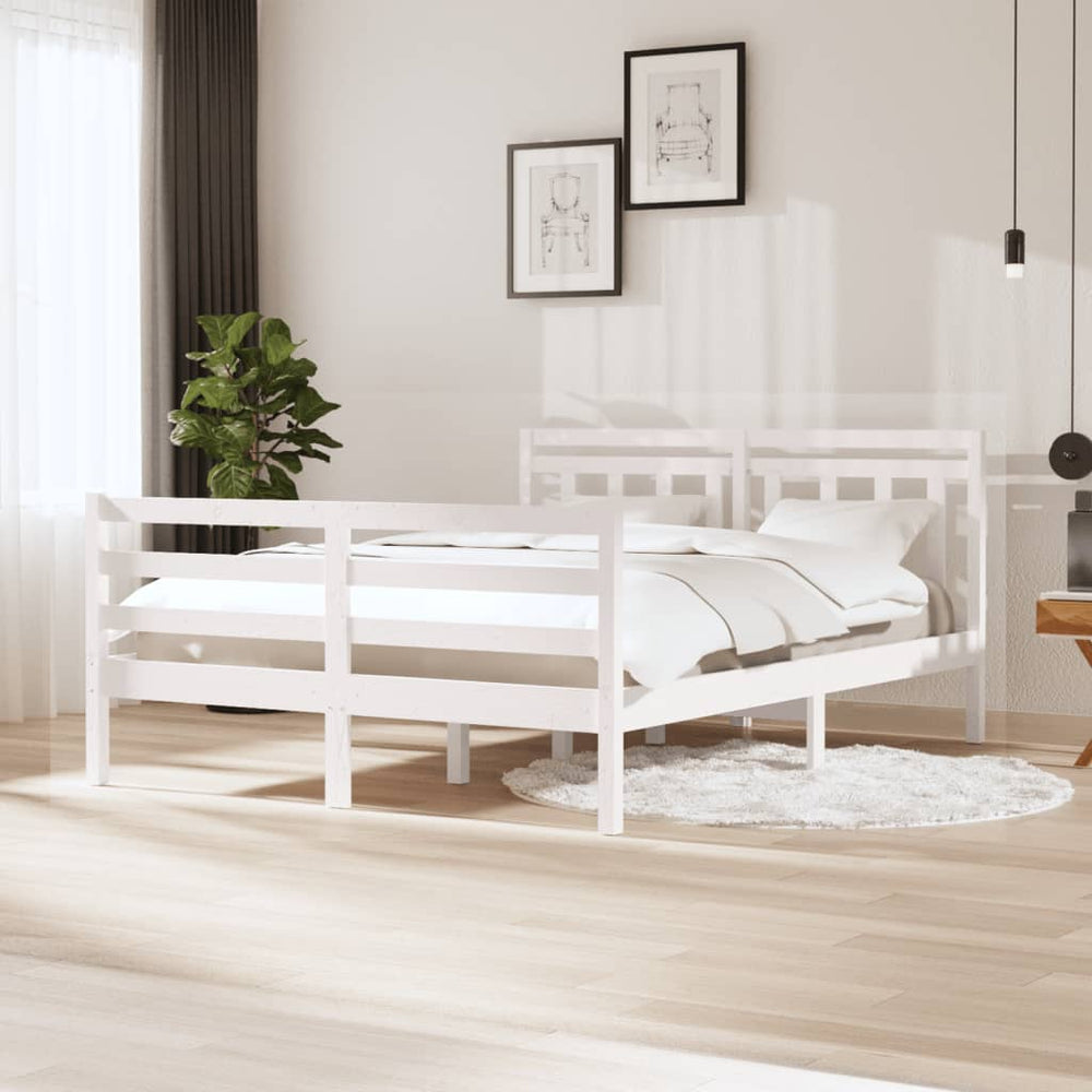 Bedframe massief hout wit 140x200 cm