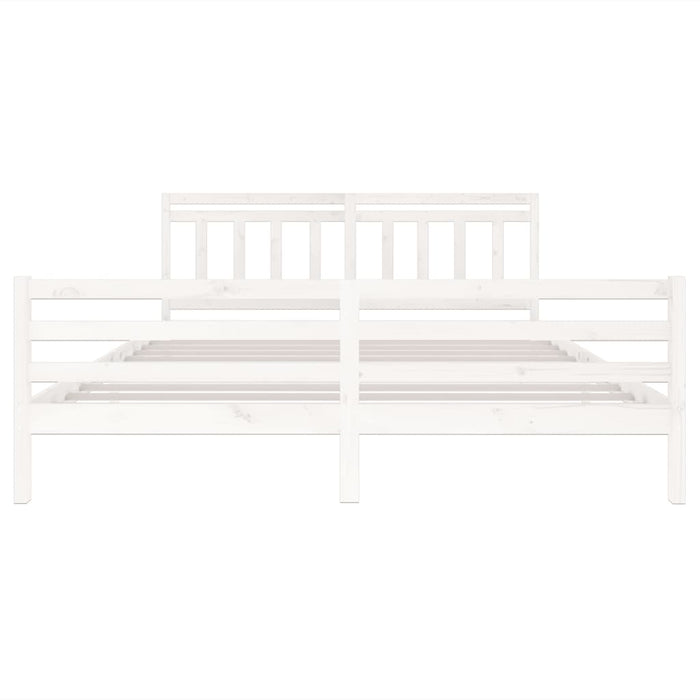 Bedframe massief hout wit 200x200 cm