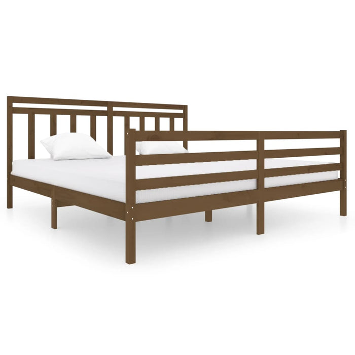 Bedframe massief hout honingbruin 200x200 cm