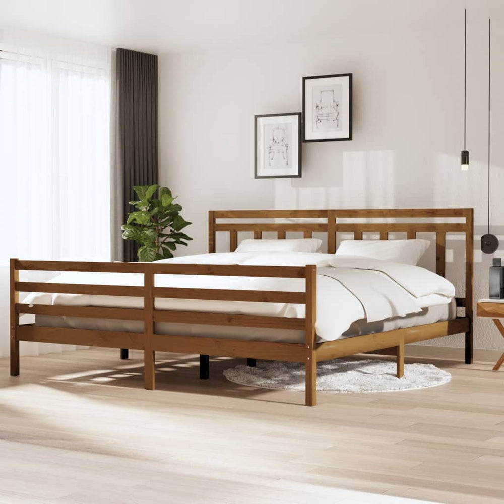 Bedframe massief hout honingbruin 200x200 cm