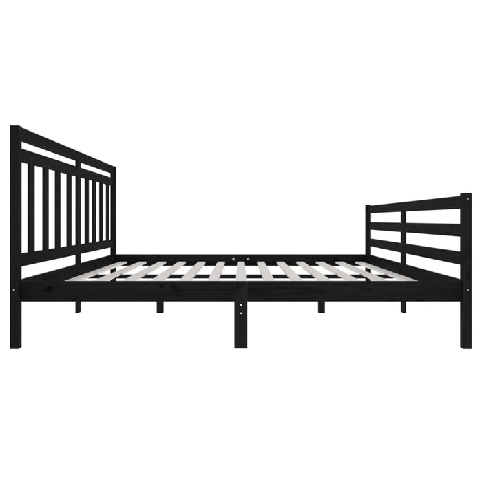 Bedframe massief hout zwart 200x200 cm