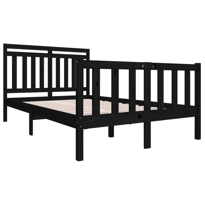 Bedframe massief hout zwart 140x190 cm