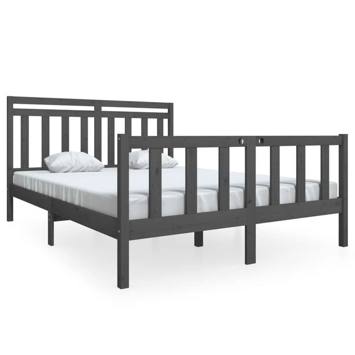 Bedframe massief hout grijs 150x200 cm 5FT King Size