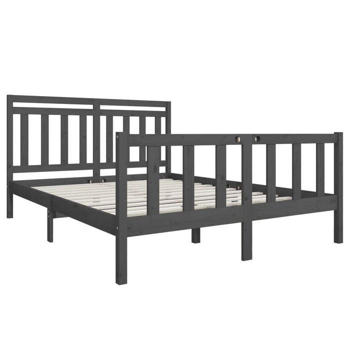 Bedframe massief hout grijs 150x200 cm 5FT King Size