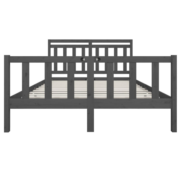 Bedframe massief hout grijs 150x200 cm 5FT King Size