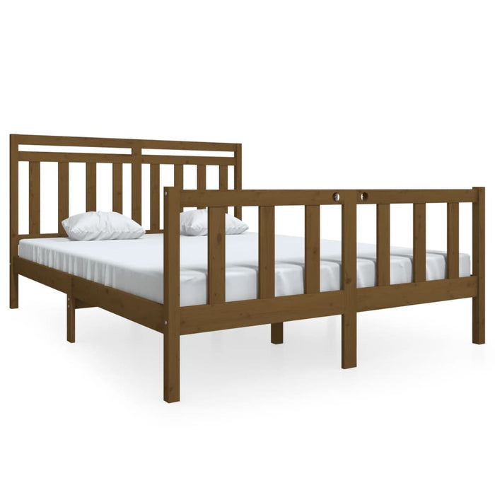 Bedframe massief hout honingbruin 150x200 cm 5FT King Size