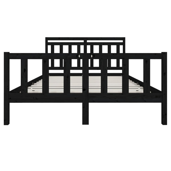 Bedframe massief hout zwart 150x200 cm 5FT King Size