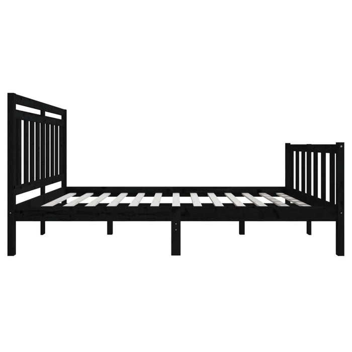 Bedframe massief hout zwart 150x200 cm 5FT King Size