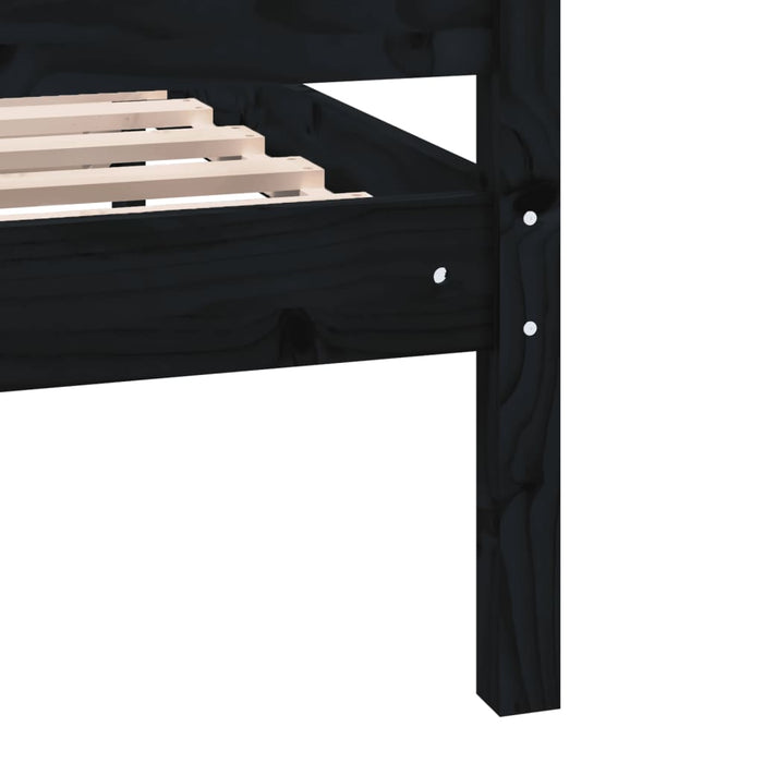 Bedframe massief hout zwart 150x200 cm 5FT King Size