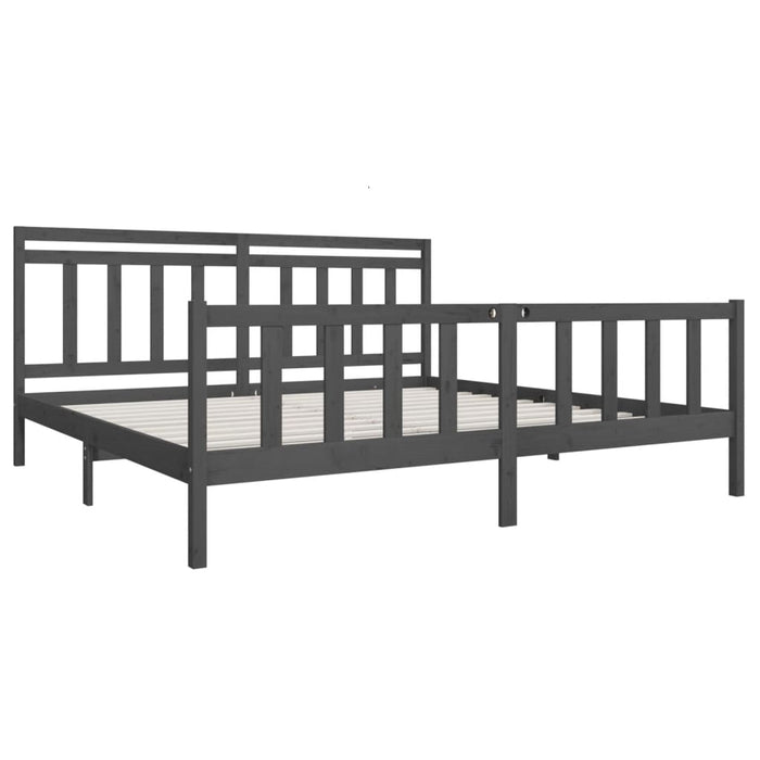 Bedframe massief hout grijs 200x200 cm