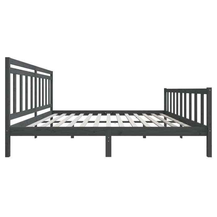 Bedframe massief hout grijs 200x200 cm