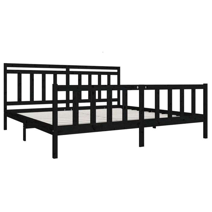 Bedframe massief hout zwart 200x200 cm