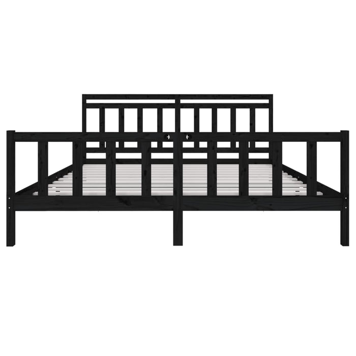 Bedframe massief hout zwart 200x200 cm