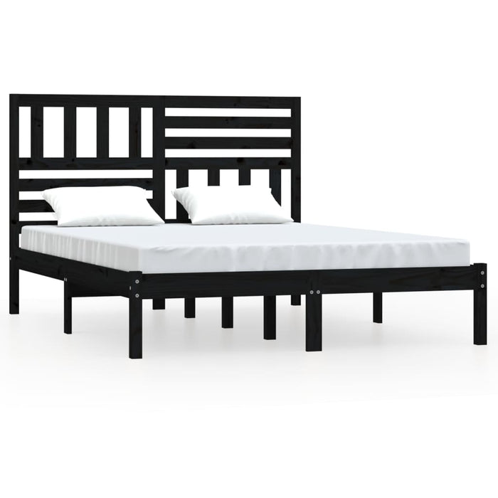 Bedframe massief grenenhout zwart 120x190 cm 4FT small double