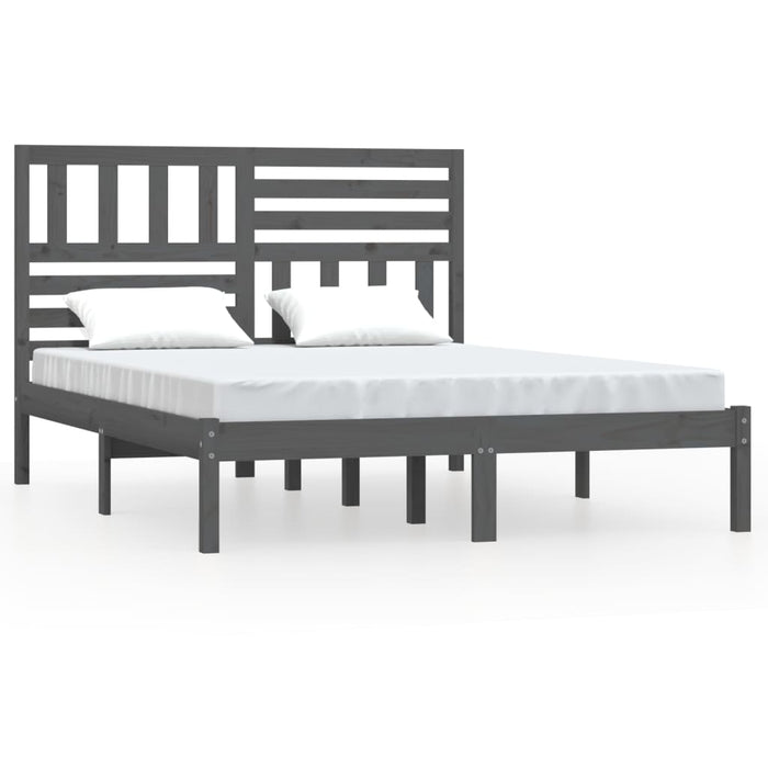 Bedframe massief grenenhout grijs 135x190 cm 4FT6 double