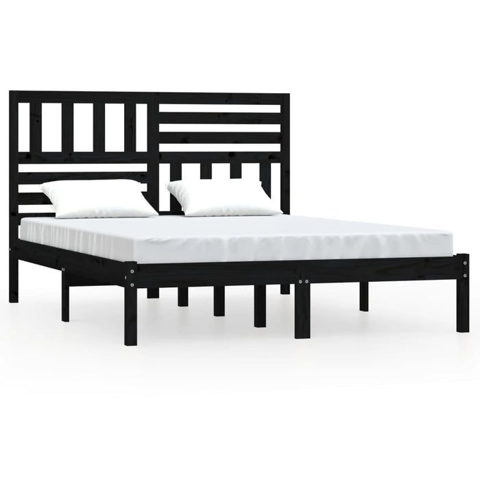 Bedframe massief grenenhout zwart 140x190 cm