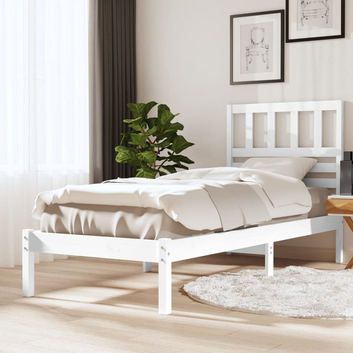 Bedframe massief grenenhout wit 90x200 cm
