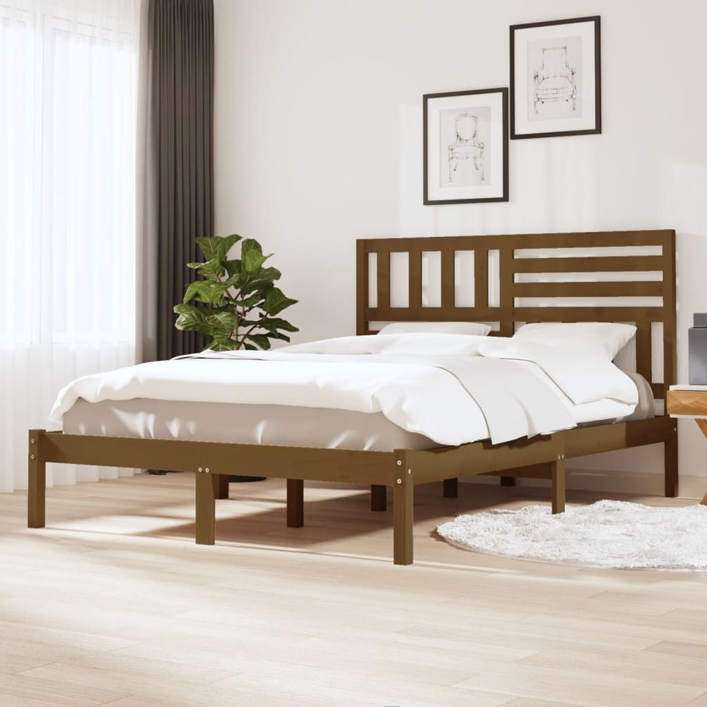 Bedframe massief grenenhout honingbruin 120x200 cm