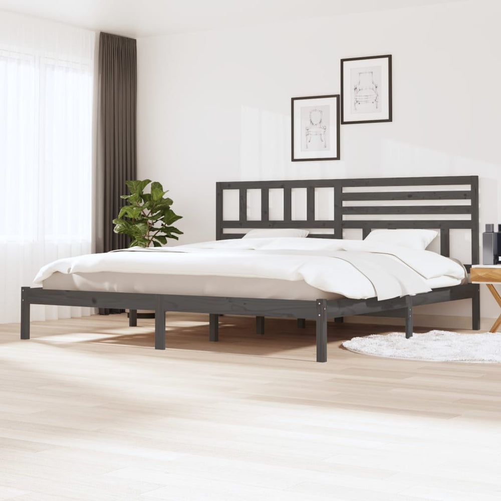 Bedframe massief grenenhout grijs 180x200 cm 6FT Super King