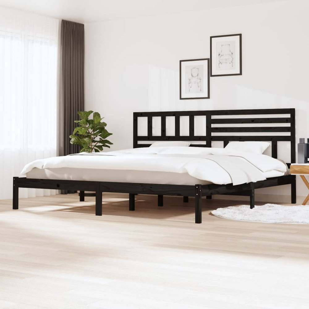 Bedframe massief grenenhout zwart 180x200 cm 6FT Super King