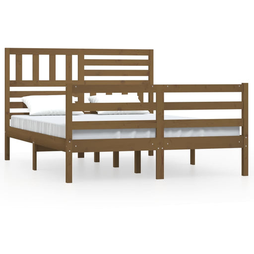 Bedframe massief hout honingbruin 120x190 cm 4FT small double