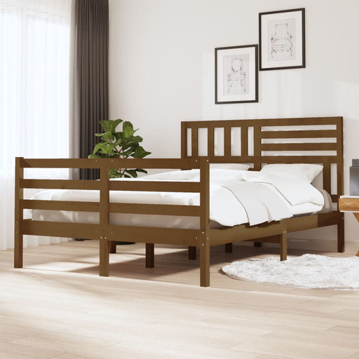 Bedframe massief hout honingbruin 120x190 cm 4FT small double