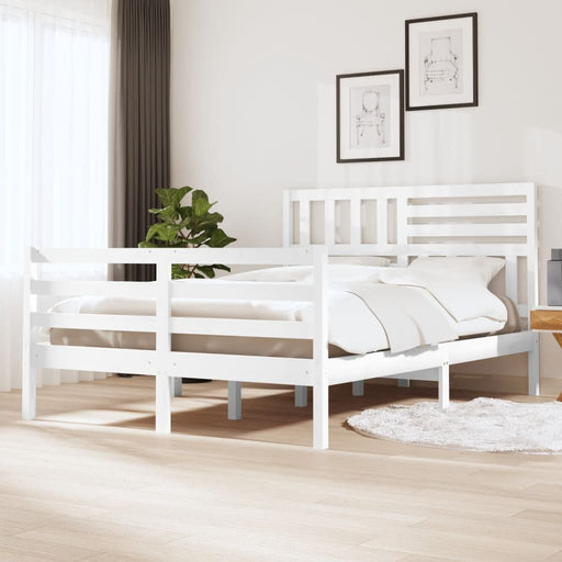 Bedframe massief hout wit 135x190 cm 4FT6 Double