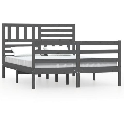 Bedframe massief hout grijs 135x190 cm 4FT6 Double