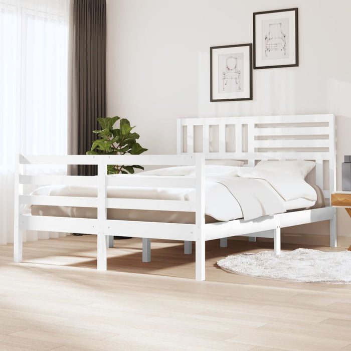 Bedframe massief hout wit 140x200 cm