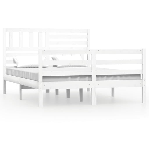 Bedframe massief hout wit 150x200 cm 5FT King Size