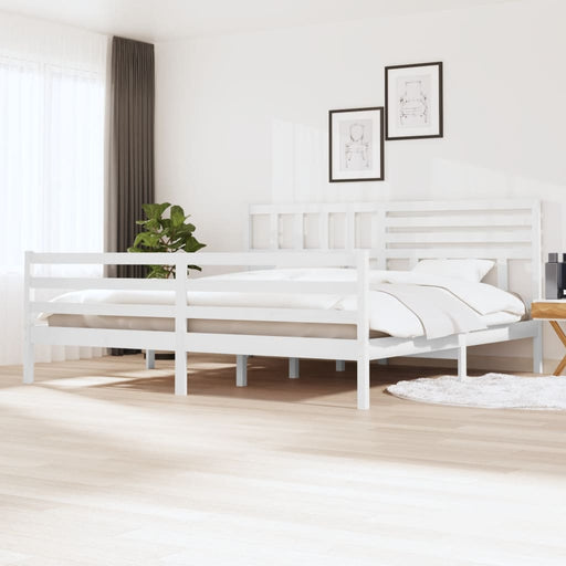 Bedframe massief hout wit 200x200 cm