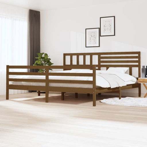 Bedframe massief hout honingbruin 200x200 cm