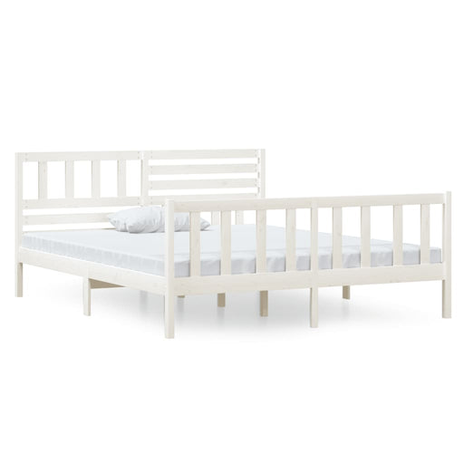 Bedframe massief hout wit 140x190 cm