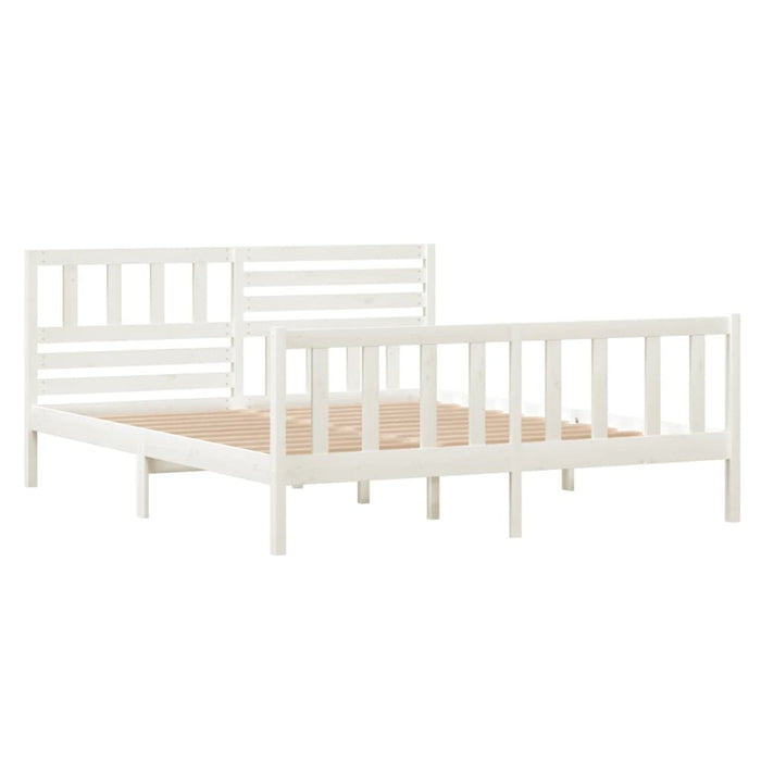 Bedframe massief hout wit 140x190 cm