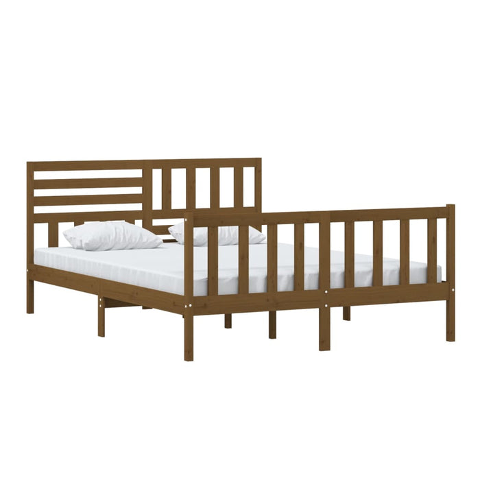 Bedframe massief hout honingbruin 150x200 cm 5FT King Size